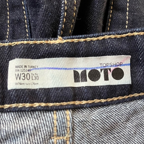 Topshop Moto High Rise Wide Leg Capri Jeans Dark Blue Size 30 - Picture 3 of 6